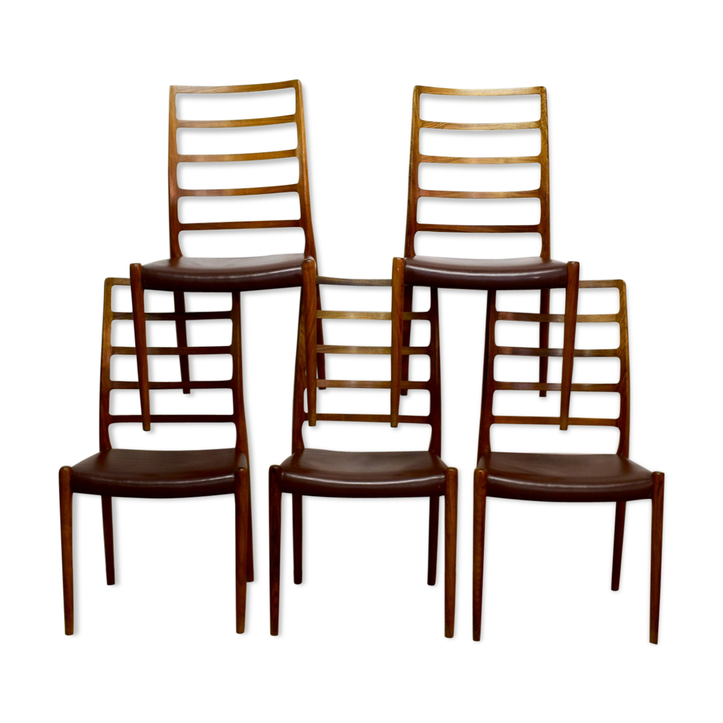 Niels O Moller's series of 5 chairs in Rio rosewood