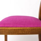 Vintage German Chair – 1950s Beech Wood – Magenta Upholstery – Mid-Century