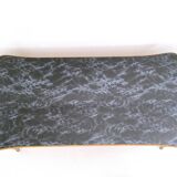 Beech and Maple Dining Table with a Patterned Blue Glass Top, Italy