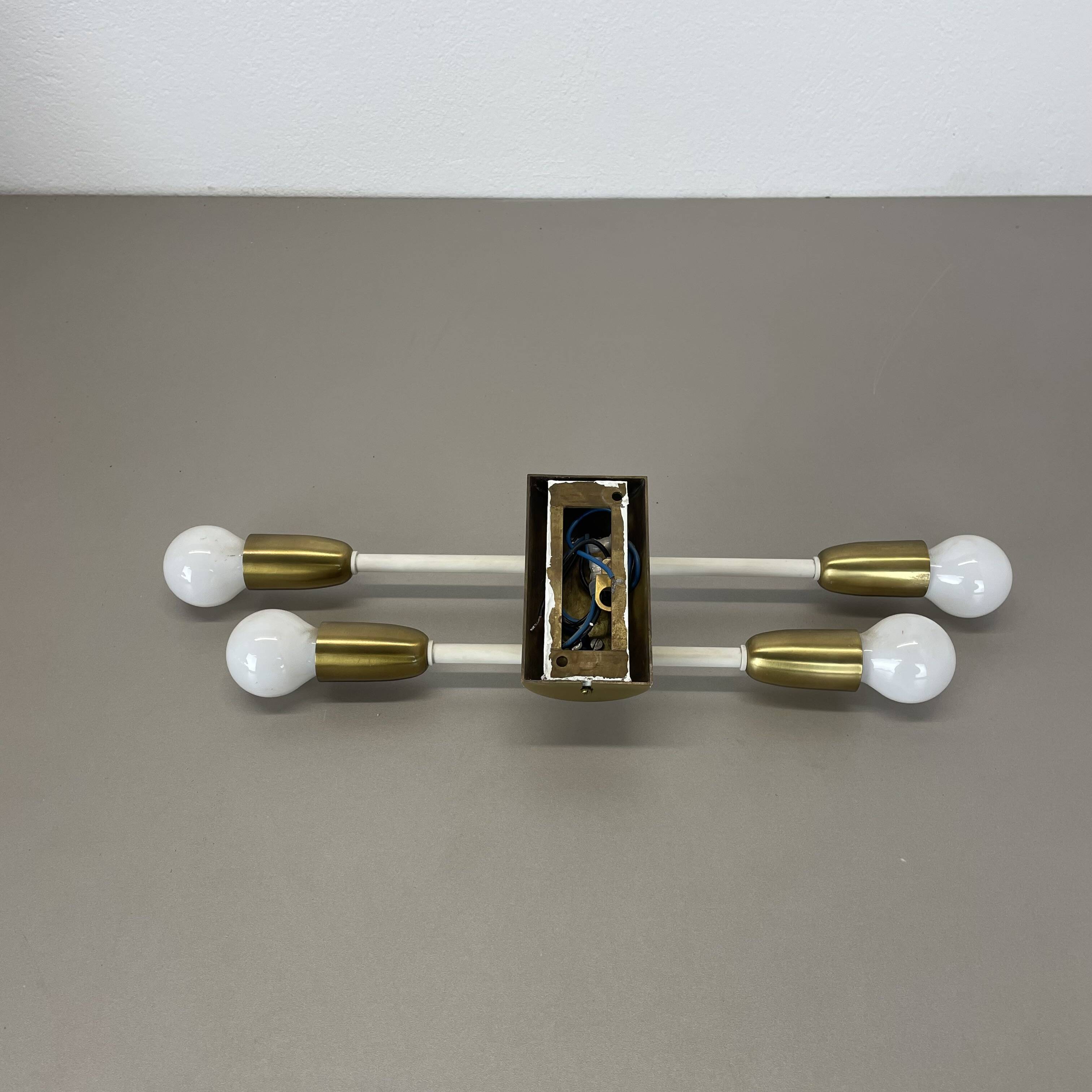 Rare Minimalist 37cm Brass Stilnovo Style Theatre Wall Light Sconce, Italy 1950s