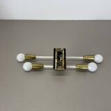 Rare Minimalist 37cm Brass Stilnovo Style Theatre Wall Light Sconce, Italy 1950s