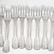 Sfam model Filet, 12 long cake forks, 16 cm, in silver-plated metal.