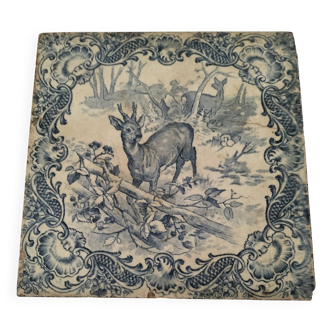 Large antique Gien earthenware tile, model 280