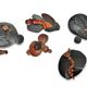 Set of brutalist wall sculptures signed B + D, circa 1965–1975.