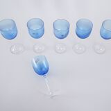 Set of blue glasses, Murano glass, Italian design, 1970s, made in Italy