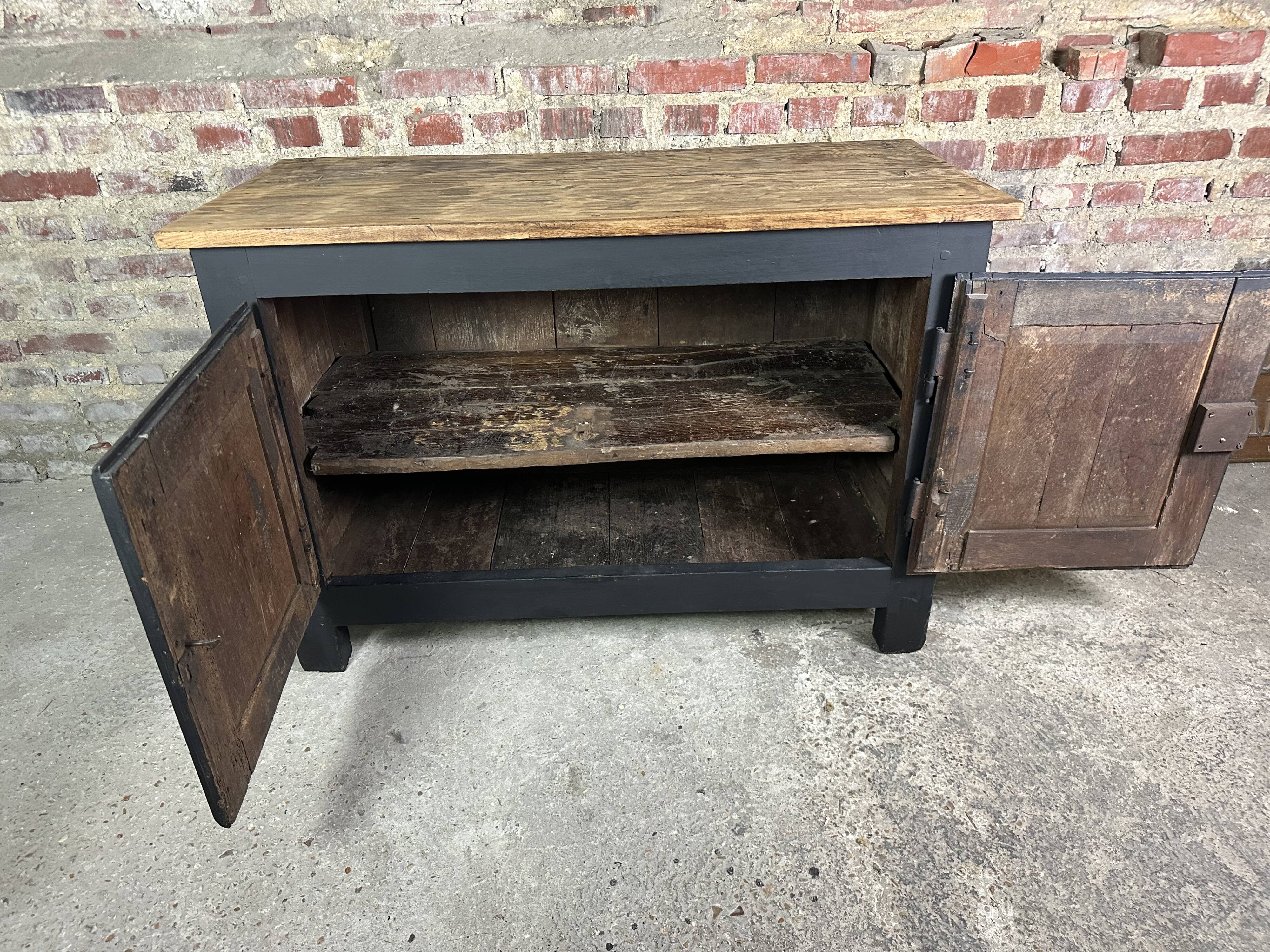 18th century raw and black oak sideboard