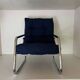 Fauteuil tubulaire chromé bleu années 70 Space Age