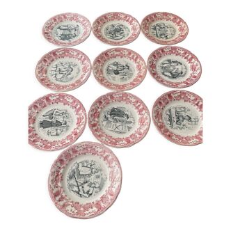 10 assiettes porcelaine opaque de Gien