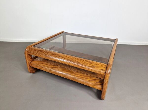 Table basse en chêne par Lou Hodges, années 1970