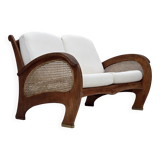 1970s, Danish 2-seater sofa by Klaus Wettergren, cotton fabric, teak wood.