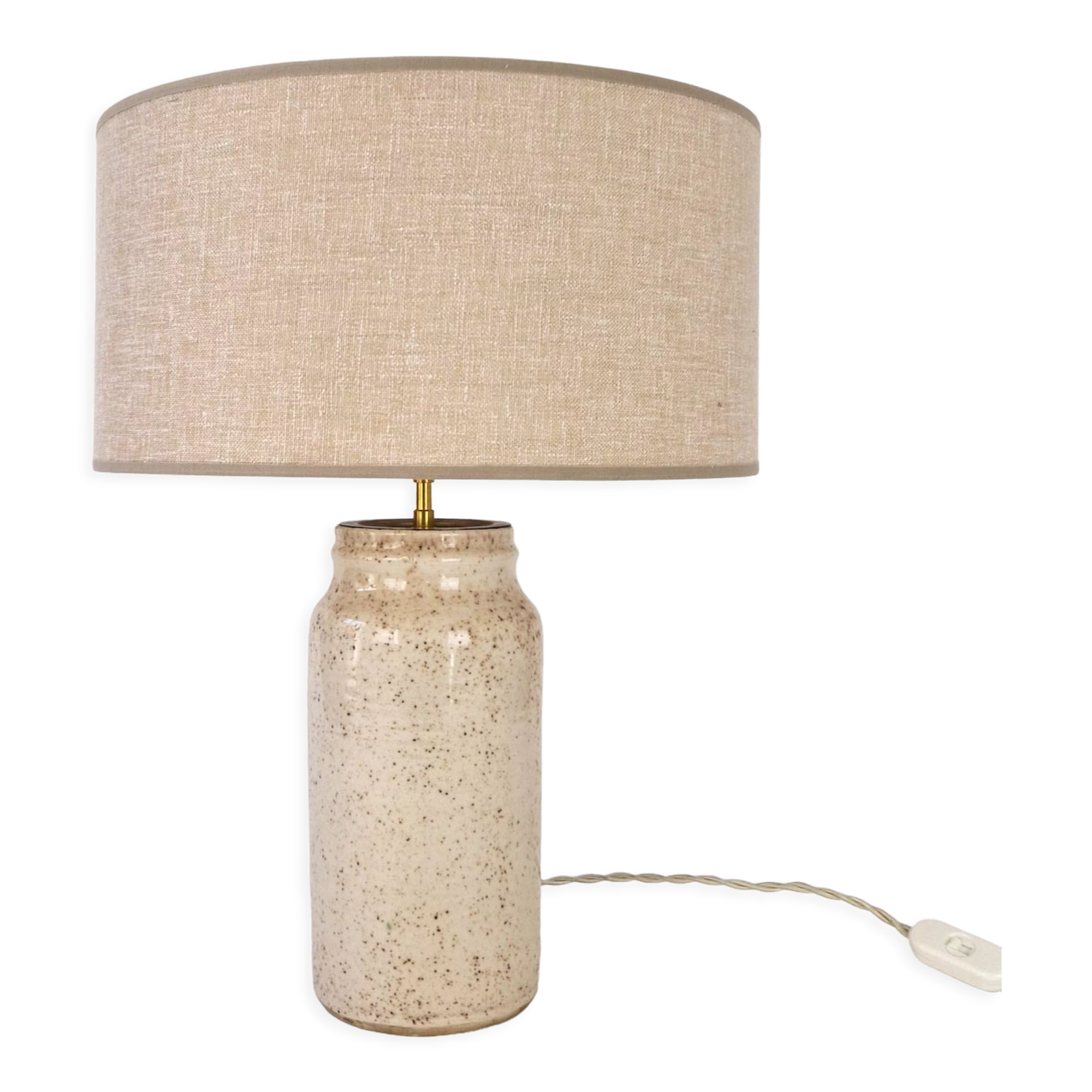 Vintage beige ceramic lamp speckled