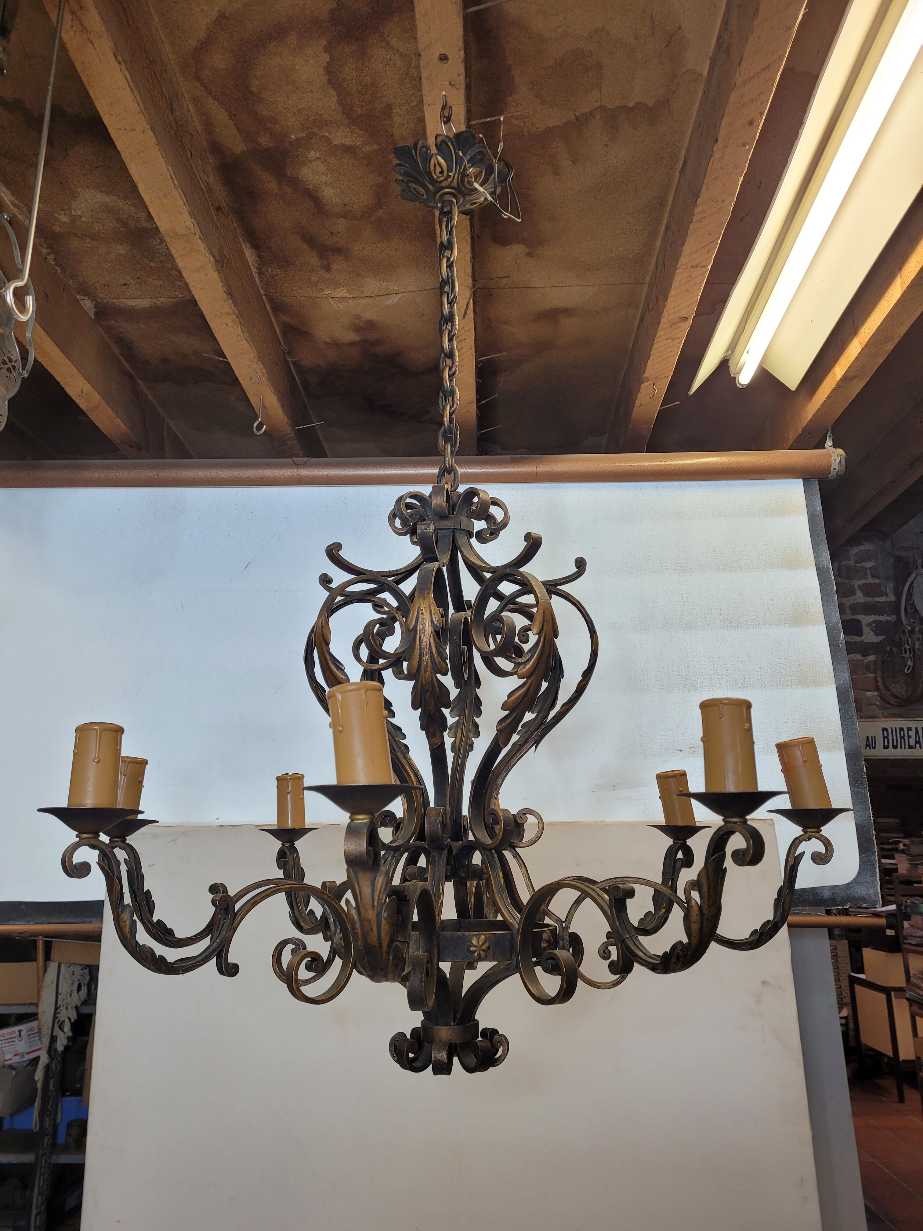 Lustre fer forgé ancien