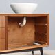 Vintage mahogany veneered commode with basins, 1960s design.
