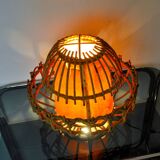 Lampe de table en rotin, art populaire, France, 1960