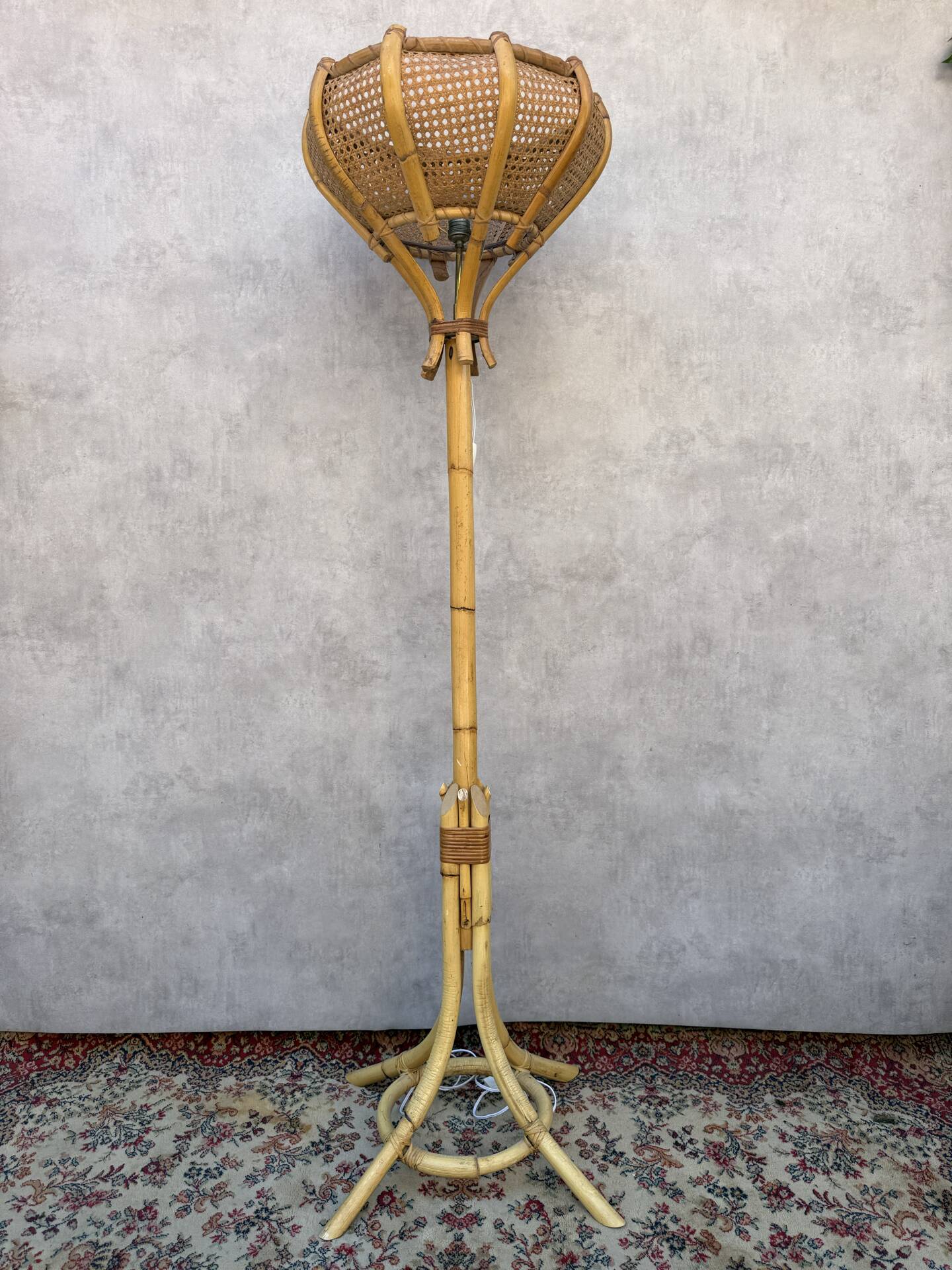 1960s Rattan Living Room Lamp from France