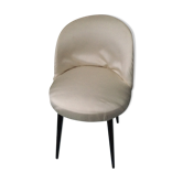 Vintage 1950s white satin armchair with compass legs