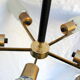 Vintage chandelier 5 lights, glass globes and golden metal mount