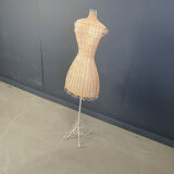 Vintage wicker mannequin on a wrought iron base, 1960s