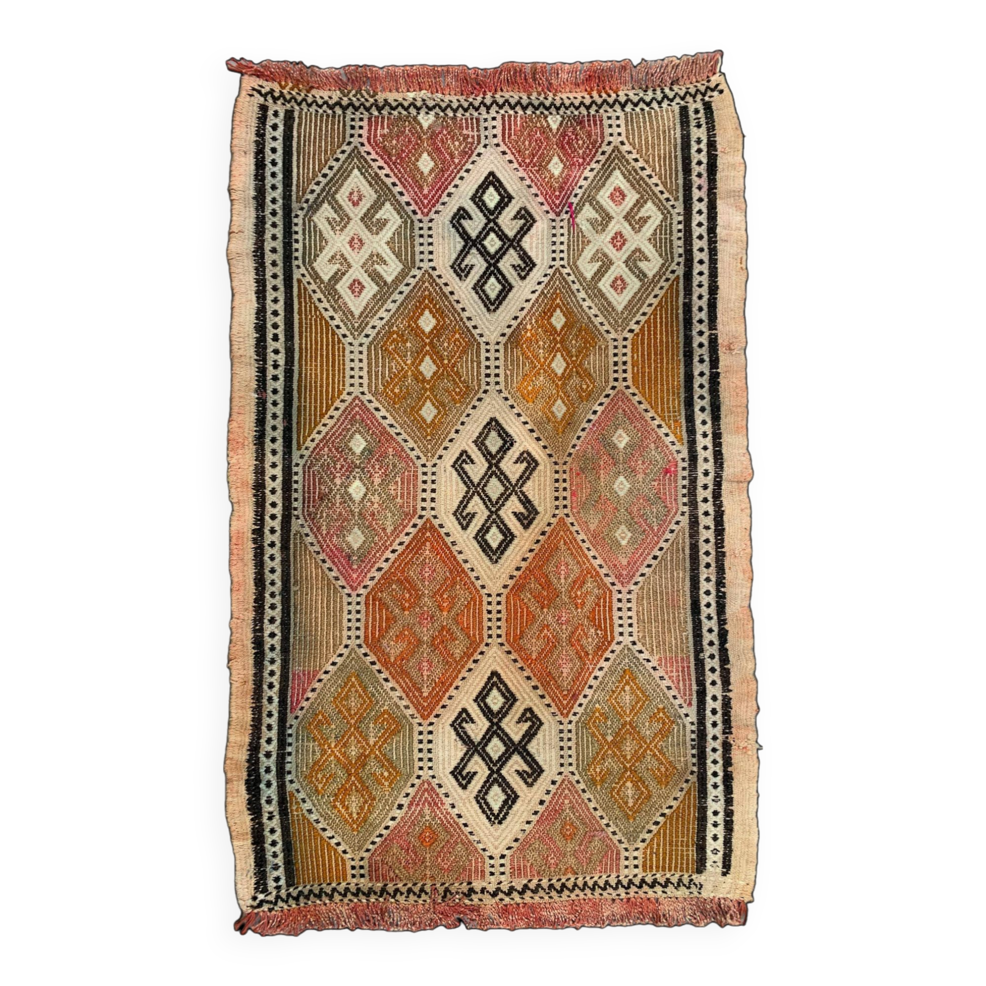 Vintage Turkish Mini Kilim 81x50 cm Wool Small Kelim Runner, shabby Chic