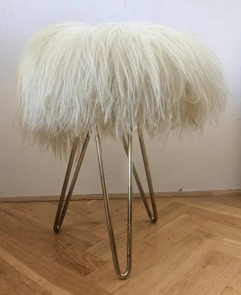 Rare Midcentury Brass and Hairpin Tripod Stool, Germany, 1960s