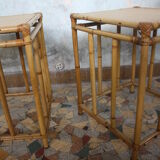 Pair of vintage rattan bedside tables