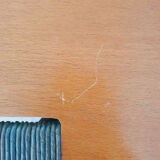 Pair of armchairs and vintage coffee table straw, wood and metal