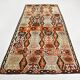 Light Green & Orange Tribal Turkish Kilim Rug, 141x305Cm