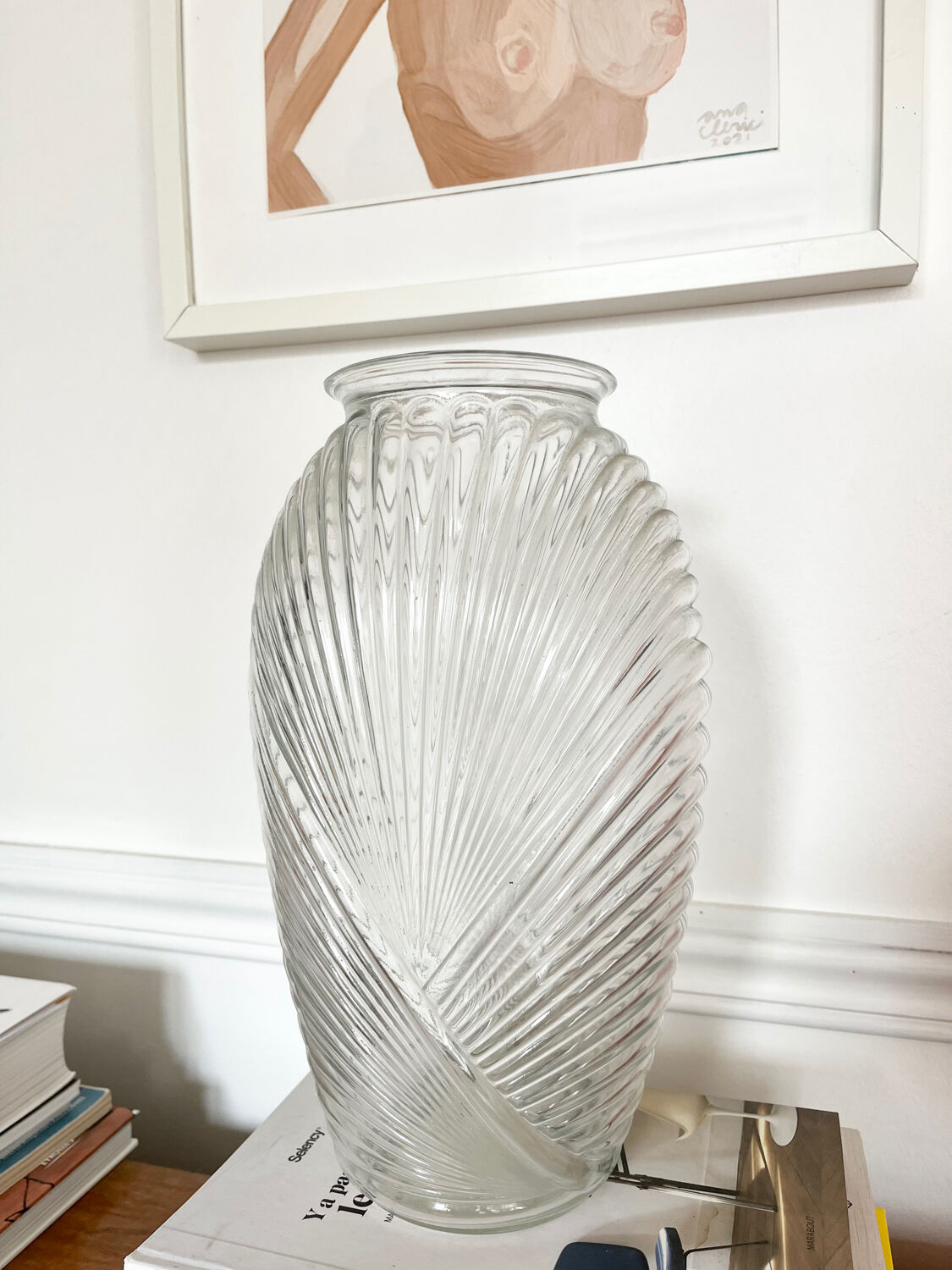 Vintage draped glass vase