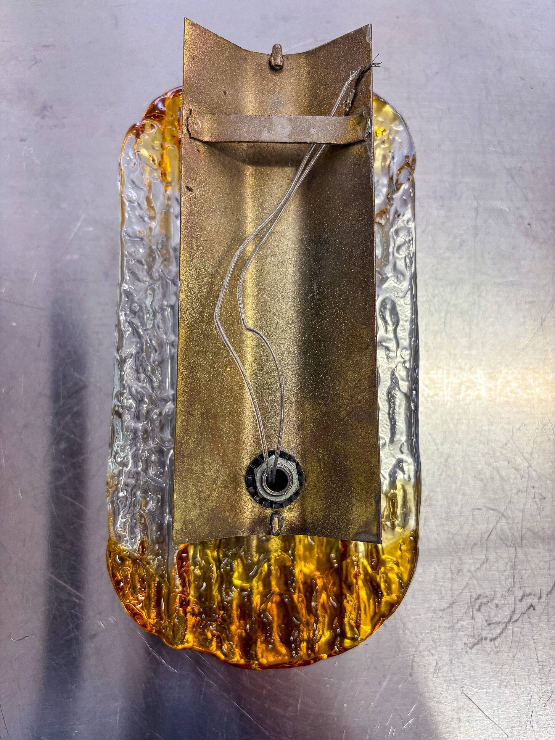 Orange frosted Murano Mazzega wall sconce, Italy, 1970s