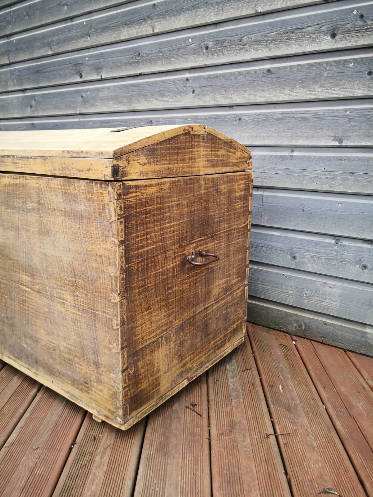 Antique chest, vintage wooden trunk