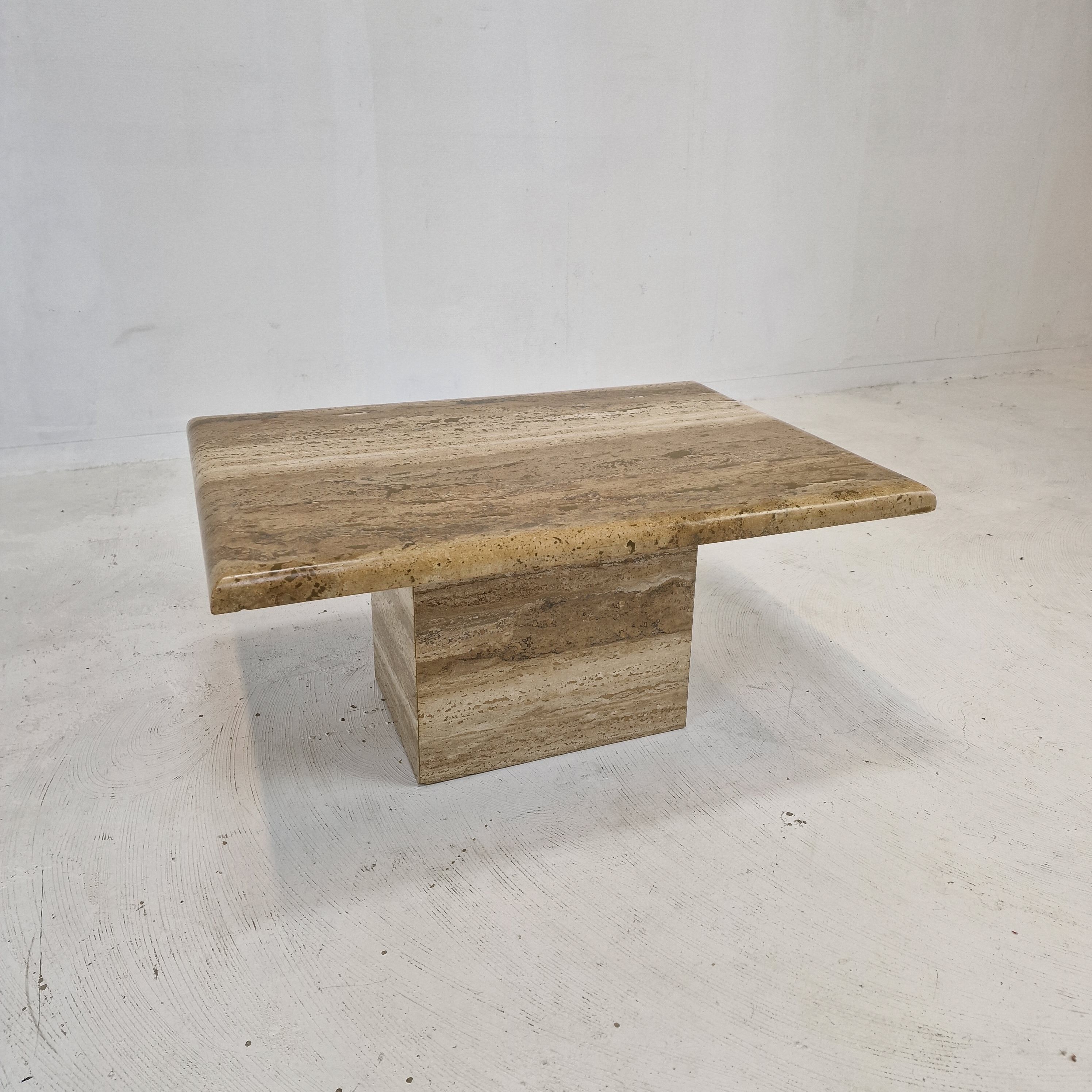 Italian coffee or side table in travertine, 1980s