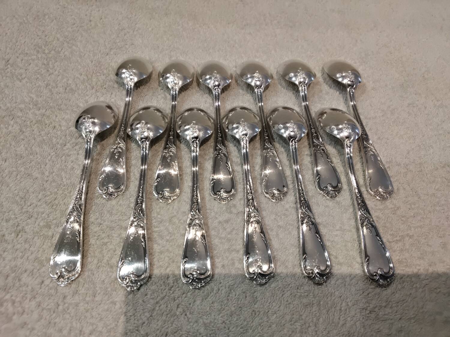 12 silver-plated metal teaspoons, Ercuis silversmith, Louis XV 29
