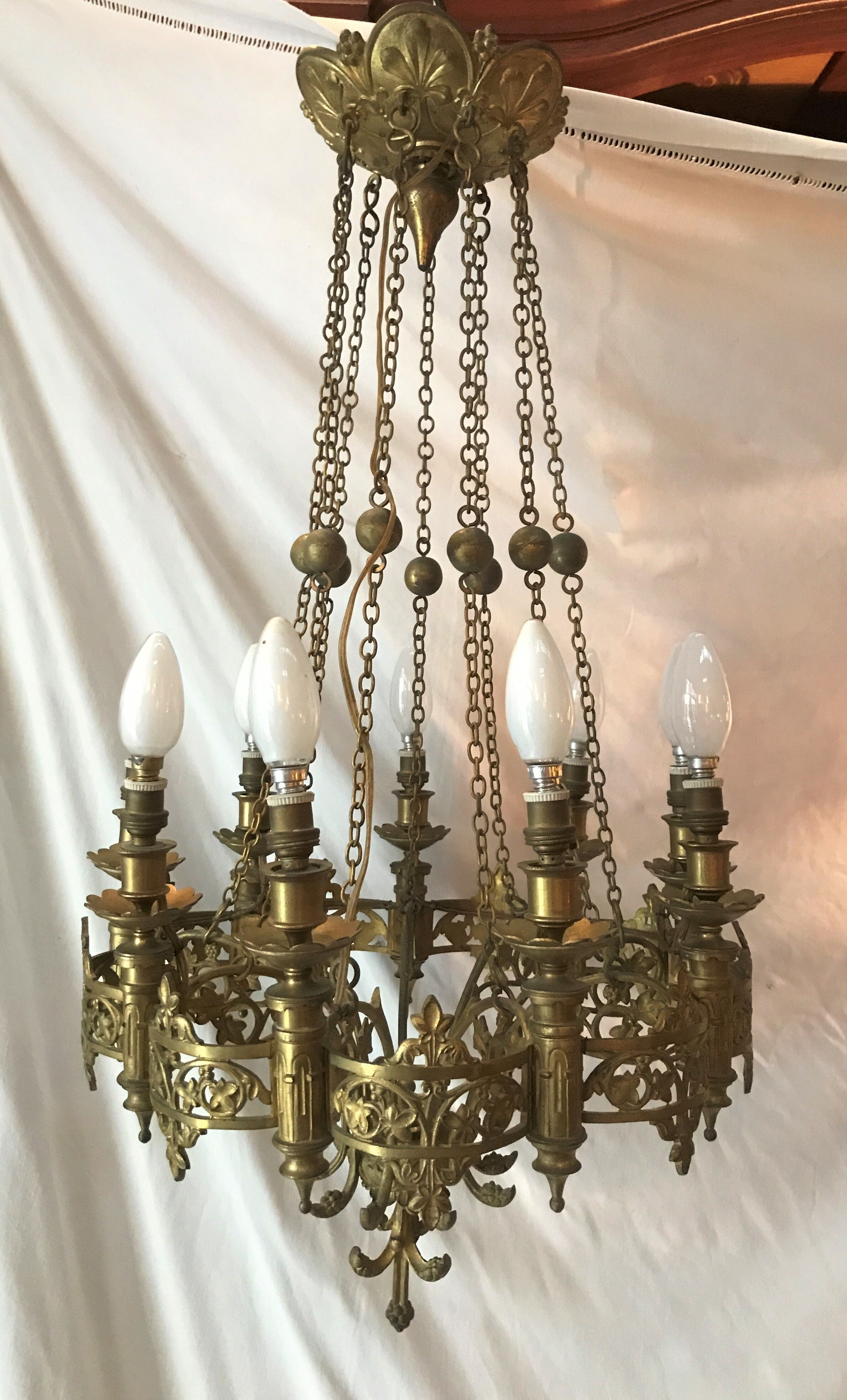 Brass chandelier 9 fires