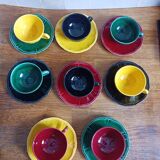 Set of 8 Longchamp multi-colored coffee cups