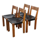 Set of 4 S24 chairs by Pierre Chapo – Solid elm and black leather – 1970