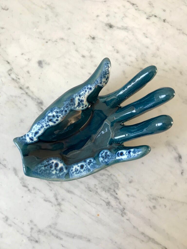 Empty pocket ceramic ring fat lava signed vallauris 70s