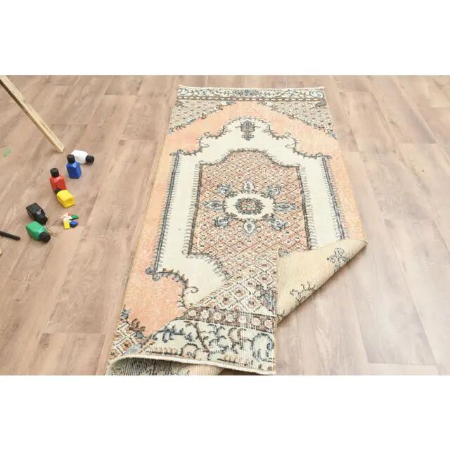1970s Turkish Oushak Handmade Wool Cotton Orange Runner Rug 73x192