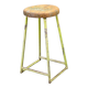 1940s Czech Industrial Stool with Pine Seat and Green Patina