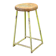 1940s Czech Industrial Stool with Pine Seat and Green Patina