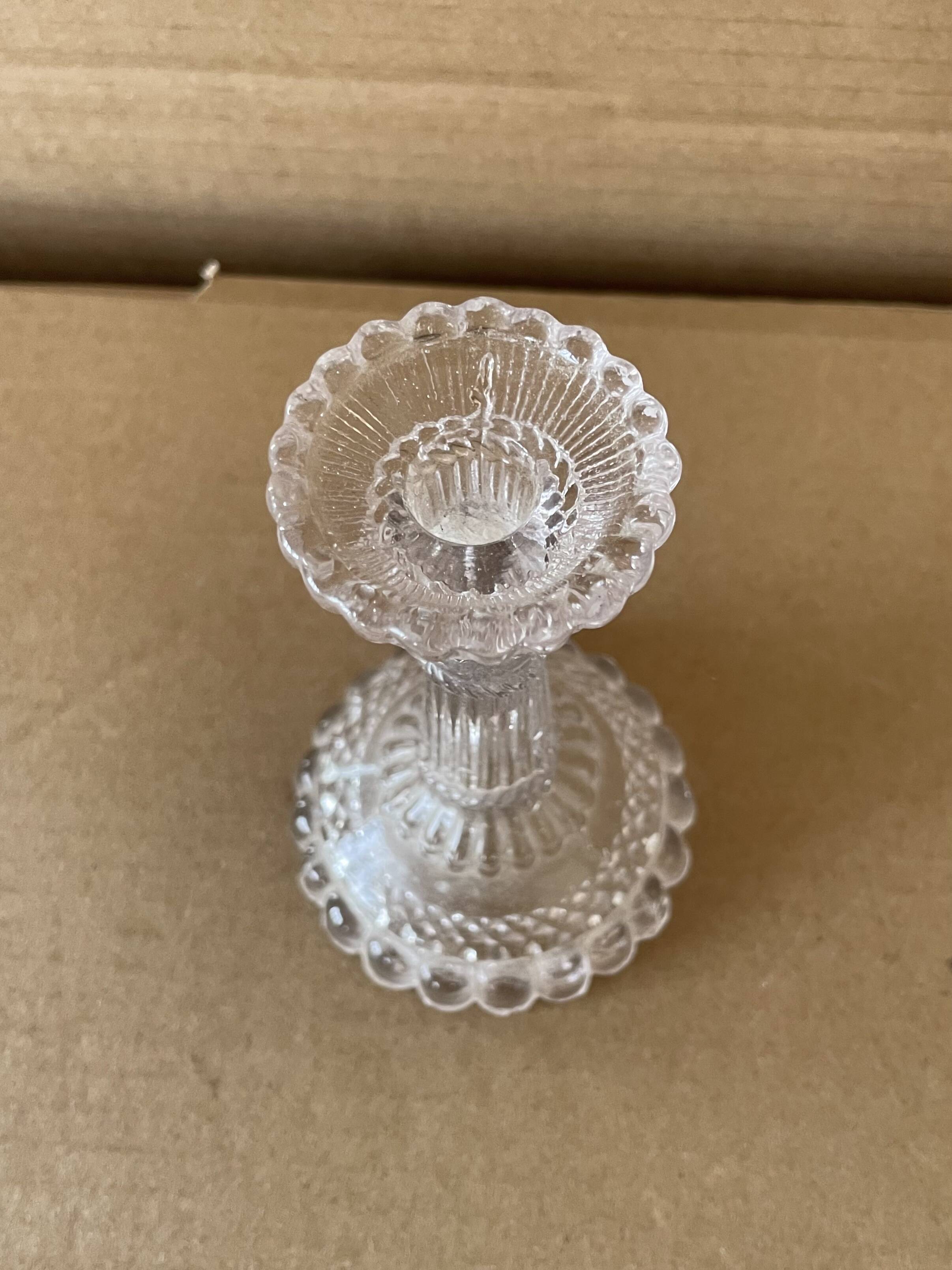 Small antique glass candle holder