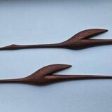 Pair of Midcentury Rare Teak Wall Sculptures of Birds Herons, Denmark, 1960