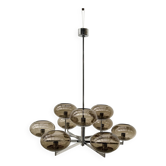Lustre de Gaetano Sciolari en chrome et verre, Italie 1970