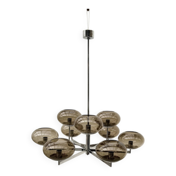 Lustre de Gaetano Sciolari en chrome et verre, Italie 1970