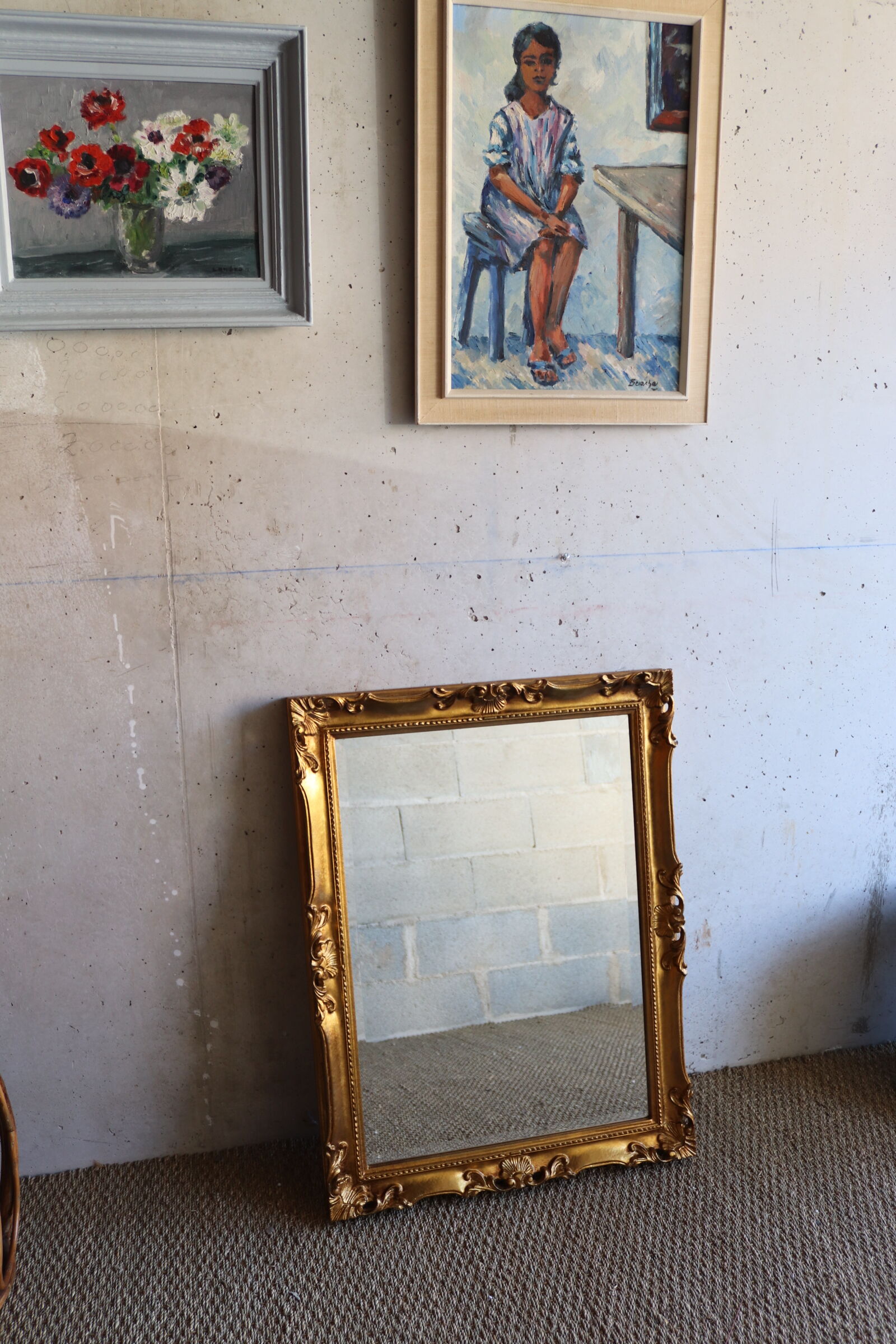 Bevelled gilded wood mirror