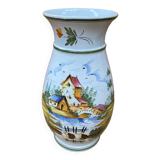 Ancien vase e. tessier la licorne céramique blanche décor peint vintage