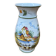 Old vase e. tessier the unicorn white ceramic painted decor vintage