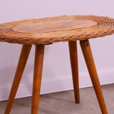 Mid century rattan stool by Jan Kalous for ÚLUV, 1960´s, Czechoslovakia