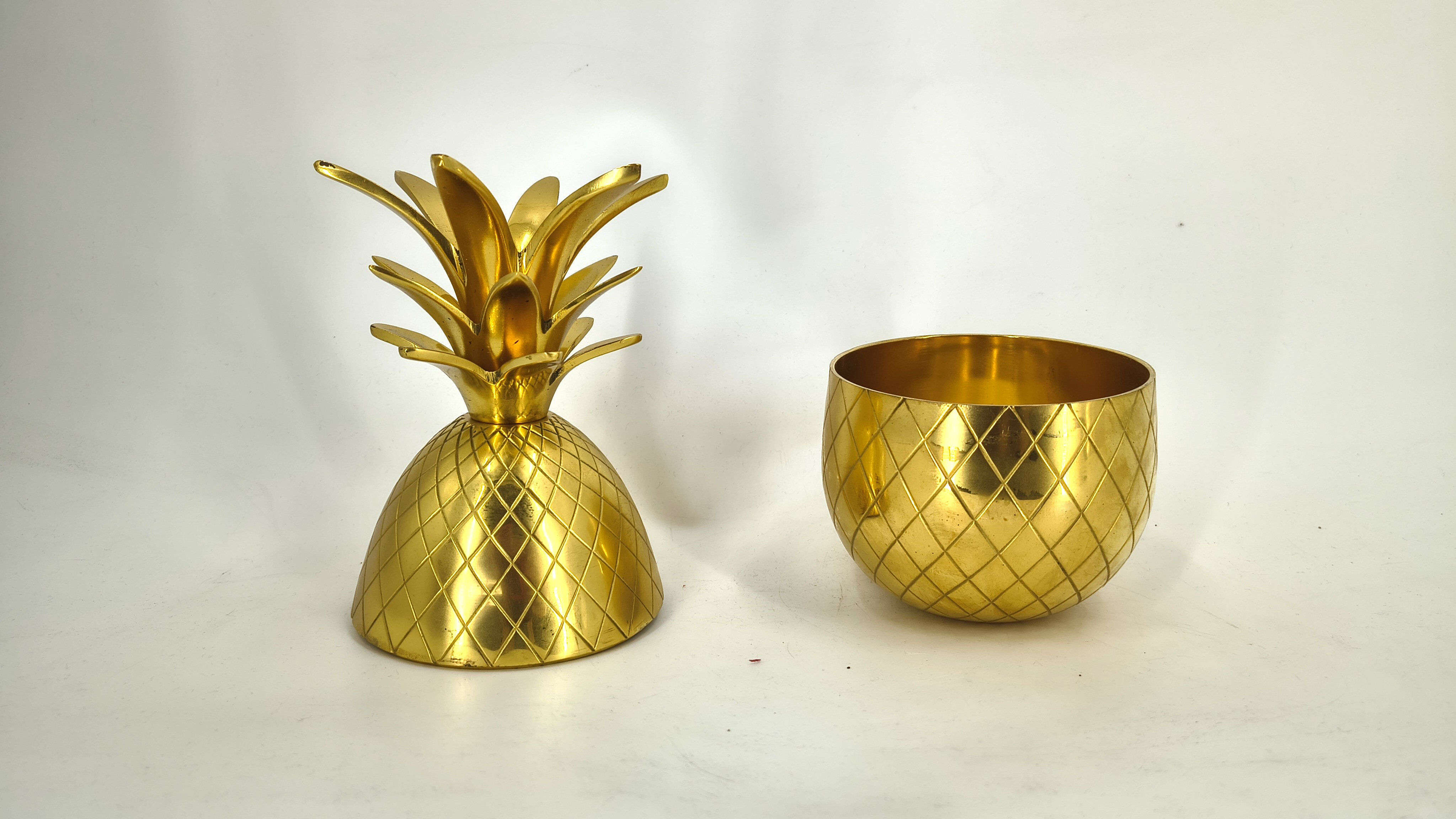 Vintage brass pineapple ice bucket, 1970s