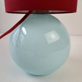 Ancienne lampe vintage en opaline bleu
