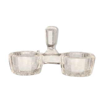 Octagonal glass salt cellar
